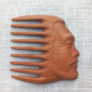 Bearded man profile handcrafted wooden comb